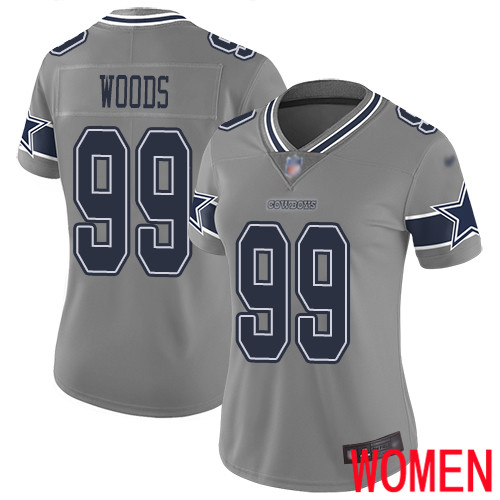 Women Dallas Cowboys Limited Gray Antwaun Woods #99 Inverted Legend NFL Jersey